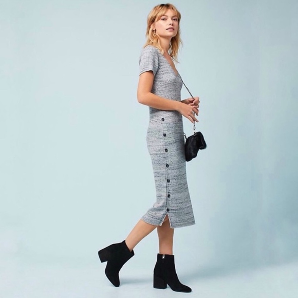Anthropologie Postmark Ribbed Knit Midi Sweater Dress